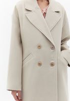 Women Beige Oversize Coat with Buttons