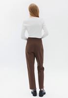 Women Brown High Rise Carrot Fit Pants
