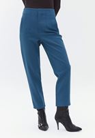 Bayan Mavi Yüksek Bel Carrot-Fit Pantolon