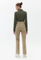 Bayan Kahverengi Yüksek Bel Straight-Fit Pantolon 