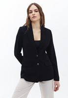 Bayan Siyah Düğmeli Blazer Ceket