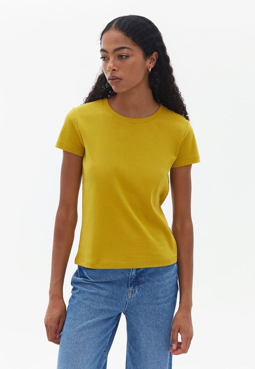 Yellow crew neck t shirt sale