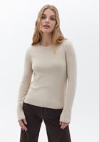 Women Beige Cotton Tshirt with Long Sleeves