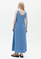 Bayan Mavi Cep Detaylı Uzun Denim Elbise