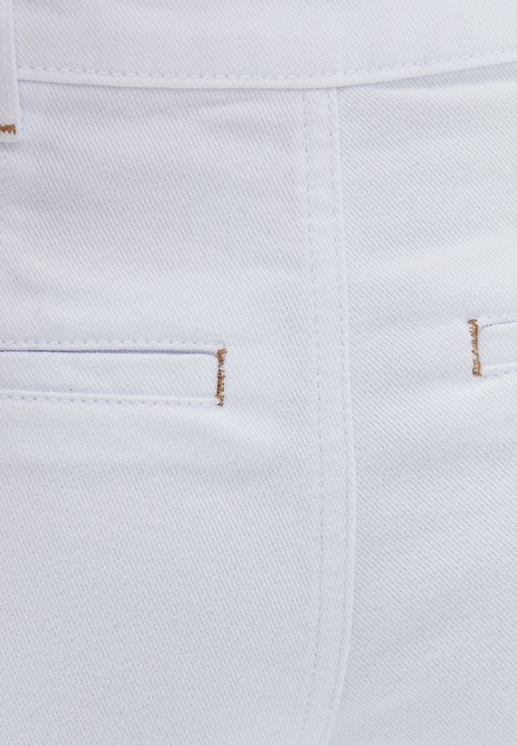Bayan Beyaz Ultra Yüksek Bel Culotte Pantolon ( TENCEL™ )