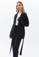 Bayan Gri Bağlama Detaylı Blazer Ceket ( TENCEL™ )