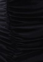 Women Black Velvet Skirt with Slit