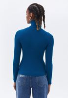 Women Blue Turtleneck Knitwear Sweater