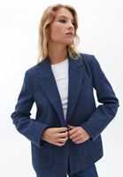 Bayan Mavi Yün Karışımlı Blazer Ceket