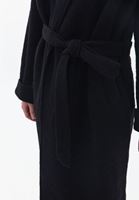 Women Black Wool Blended Coat with Belt