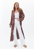 Women Mixed Maxi Kimono with Buttons