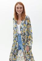 Women Mixed Maxi Kimono with Buttons