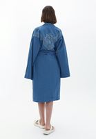 Bayan Mavi Nakışlı Denim Kimono