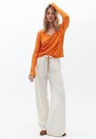 Women Orange Loose Fit Knitwear Sweater