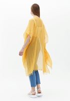 Women Yellow Midi Legth Basic Kimono