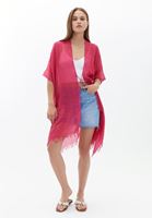Women Pink Midi Legth Basic Kimono
