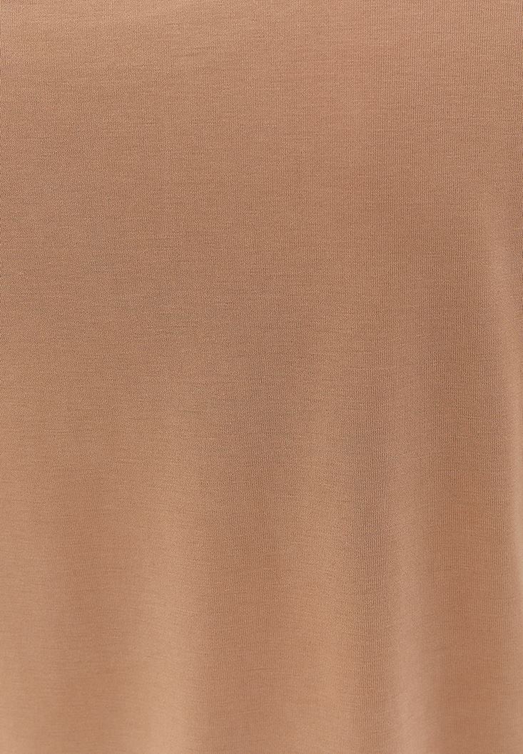 Bayan Kahverengi Yumuşak Dokulu Loose-Fit Tişört ( MODAL )