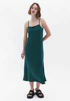 Women Green Maxi Dress with Thin Straps