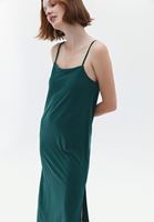 Bayan Yeşil İnce Askılı Uzun Elbise ( MODAL )