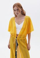 Bayan Sarı Loose-Fit Uzun Kimono