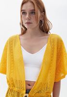 Women Yellow Loose Fit Maxi Kimono