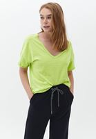 Bayan Yeşil V Yaka Oversize Tişört