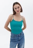 Women Green Singlet with Thin Straps