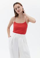 Women Red Singlet with Thin Straps