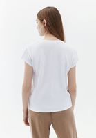 Women White V-neck Linen Tshirt