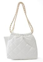 Women White Textured Handbag with Strap