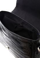 Women Black Crocodile Bag with Buckle Detail