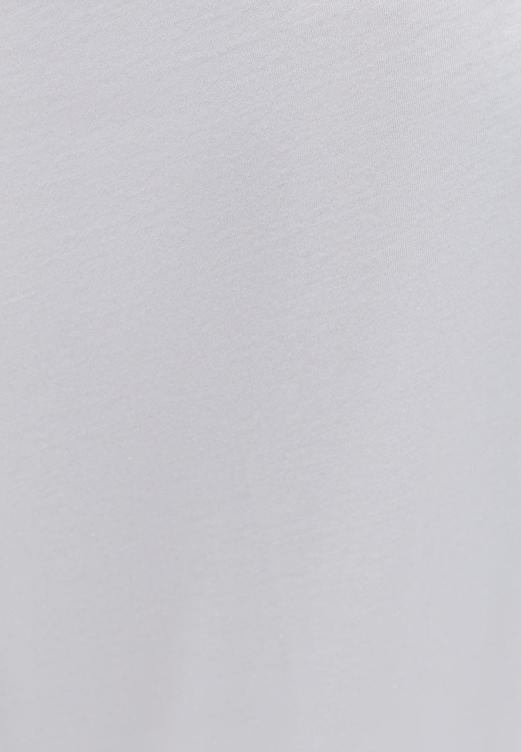 Bayan Beyaz Cut-Out Detaylı Tişört ( MODAL )