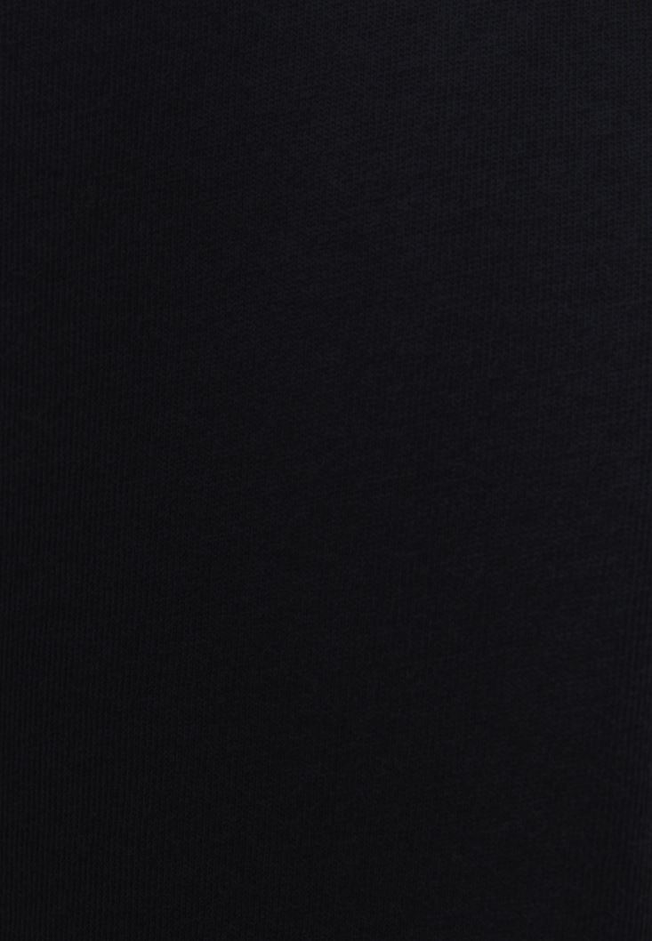 Bayan Siyah Yaka Detaylı Tişört (MODAL)