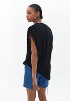 Women Black Oversize Gathered Top