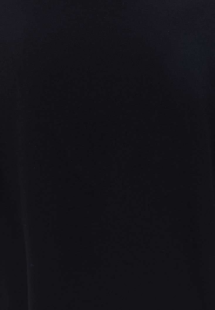 Bayan Siyah Oversize Taşlı Tişört ( MODAL )