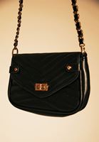 Women Black Bag with Chain Detail