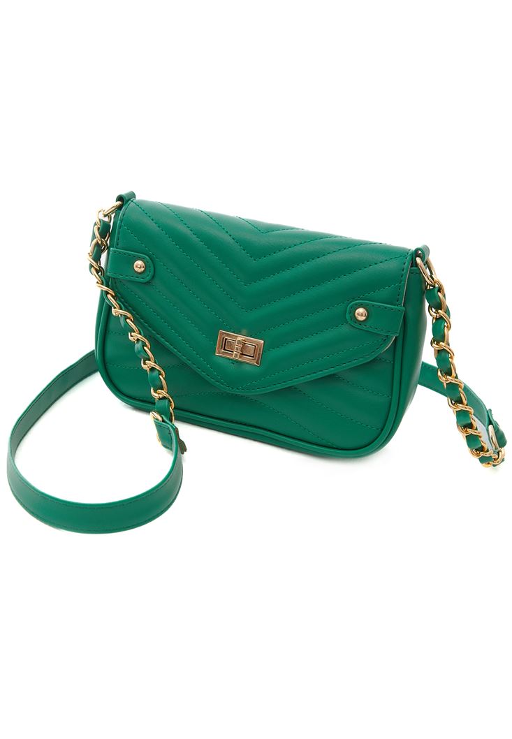 Bayan Yeşil Zincir Detaylı Askılı Çanta