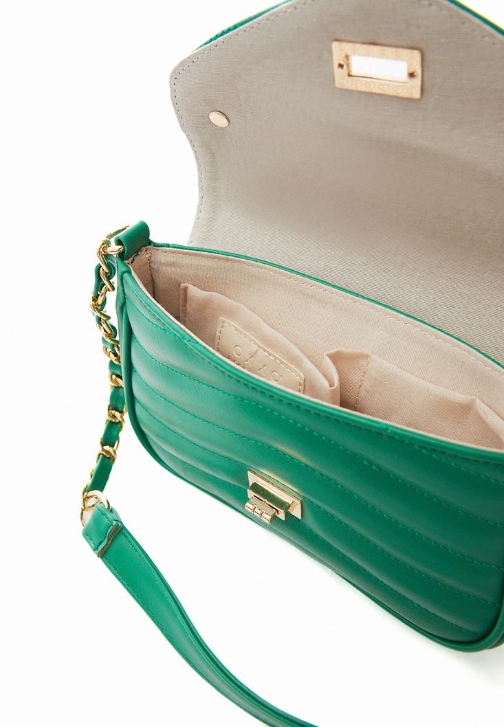 Bayan Yeşil Zincir Detaylı Askılı Çanta