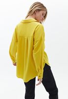 Bayan Sarı Cep Detaylı Oversize Gömlek