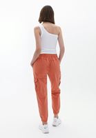 Women Orange Elasticated waistband cargo jogger pants