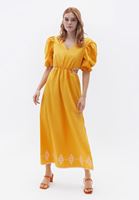 Women Yellow Maxi Dress with Cut Out Detail