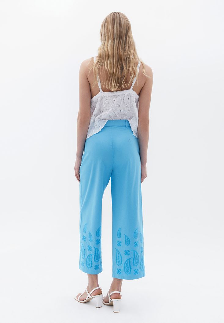 Bayan Mavi Ultra Yüksek Bel Straight-Fit Pantolon