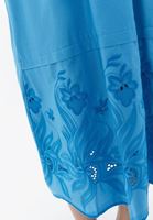 Women Blue Midi Brode Skirt