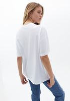 Women White Printed Cotton Tshirt
