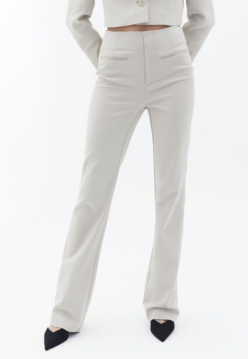 Buy Elegant White Polyester Lycra Solid Wide Leg Bootcut Trousers For Women  Online In India At Discounted Prices
