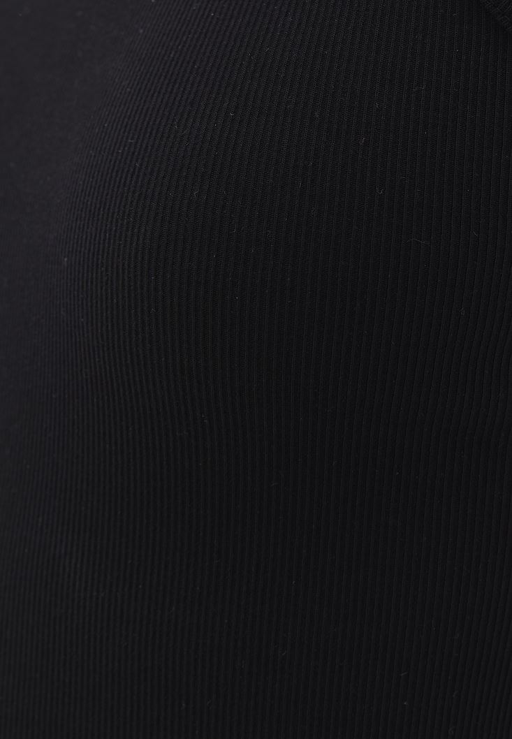 Bayan Siyah Halter Yaka Midi Elbise