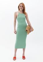 Bayan Yeşil Halter Yaka Midi Elbise