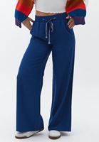 Women Blue Mid Rise Wide Leg Pants