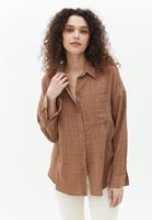 Women Brown Oversize Shirt with Pocket