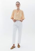 Women Orange Crop Blouse with Elastic Waistband